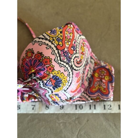 Aerie Brooke Bikini Top 34B Pink Paisley Twist Front Underwire Halter Swim - Picture 5 of 5